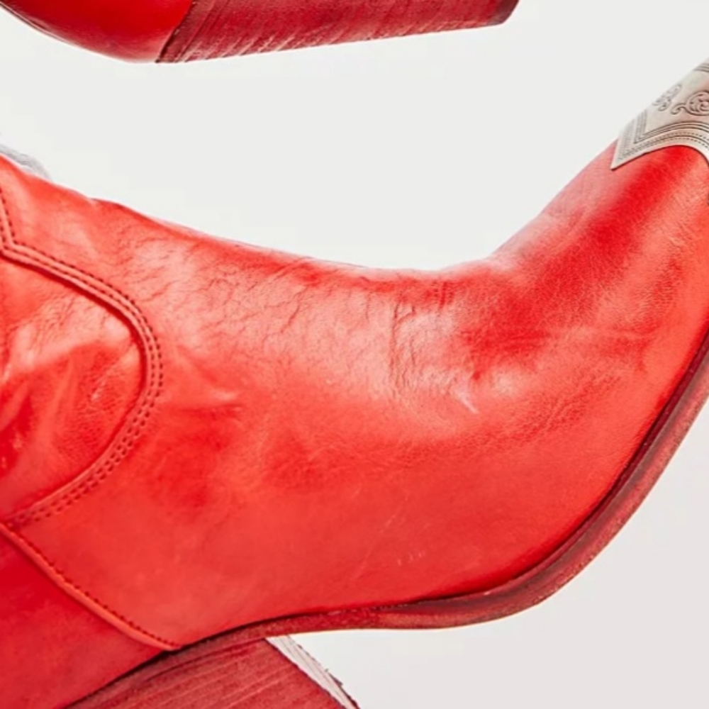 Free People Red Heeled Boots with Silver Accents - Picture 7 of 8
